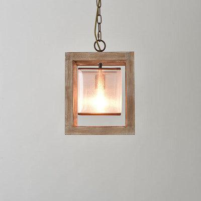 Vintage Country Wooden Aged Geometric 1-Light Pendant Light