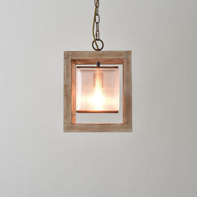 Vintage Country Wooden Aged Geometric 1-Light Pendant Light