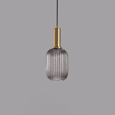 Minimalist Striped Glass Lantern 1-Light Pendant Light