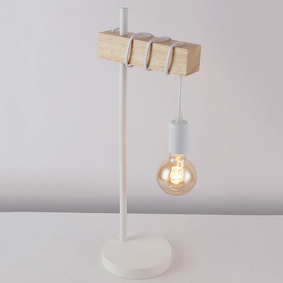 Vintage Creative Metal Tube Wooden 1-Light Table Lamp