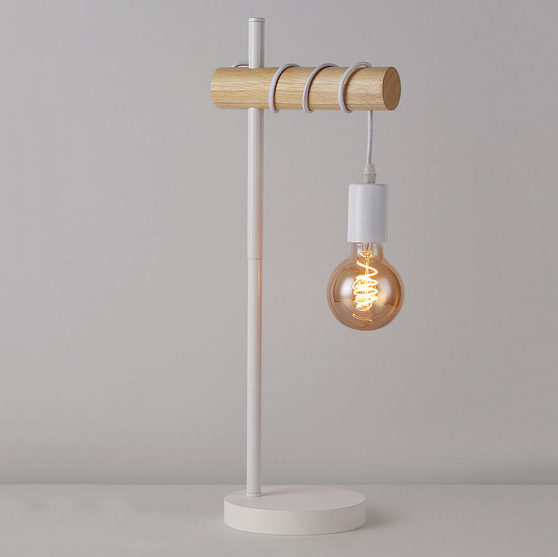 Vintage Creative Metal Tube Wooden 1-Light Table Lamp