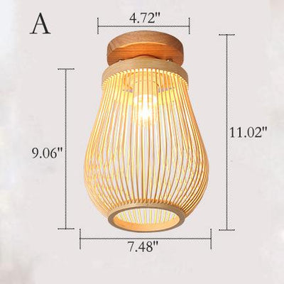 Modern Minimalist Creative Bamboo Weaving Flush Mount Ceiling Lamp