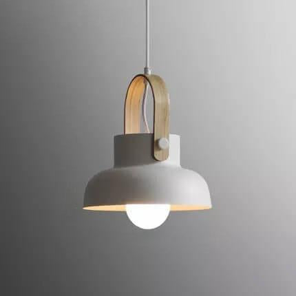 Modern Nordic 1-Light Dome Wood Carrying Handle Pendant Light