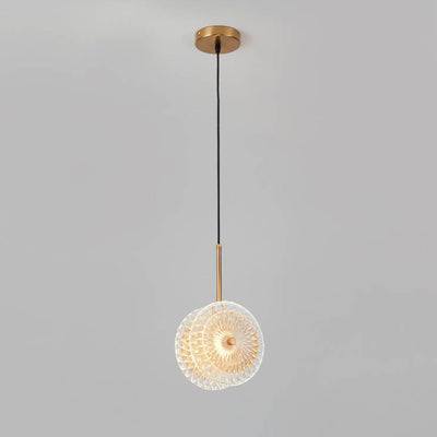 Modern Crystal Glass Disc 1-Light LED Pendant Light