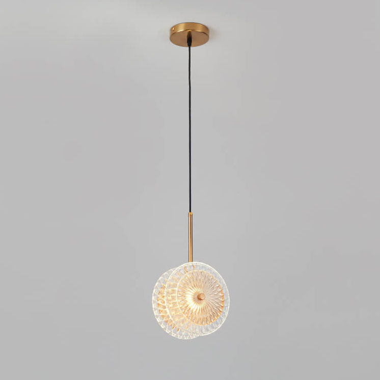 Modern Crystal Glass Disc 1-Light LED Pendant Light