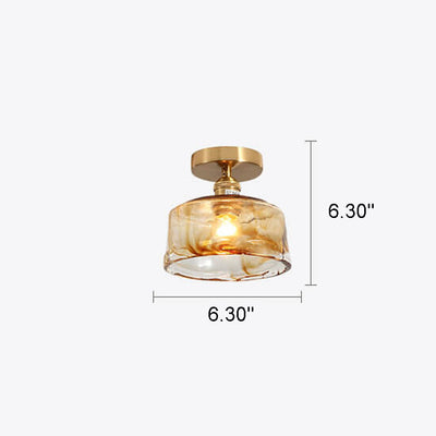 Modern Glass Japanese Amber Multi-Style 1-Light Flush Mount Light