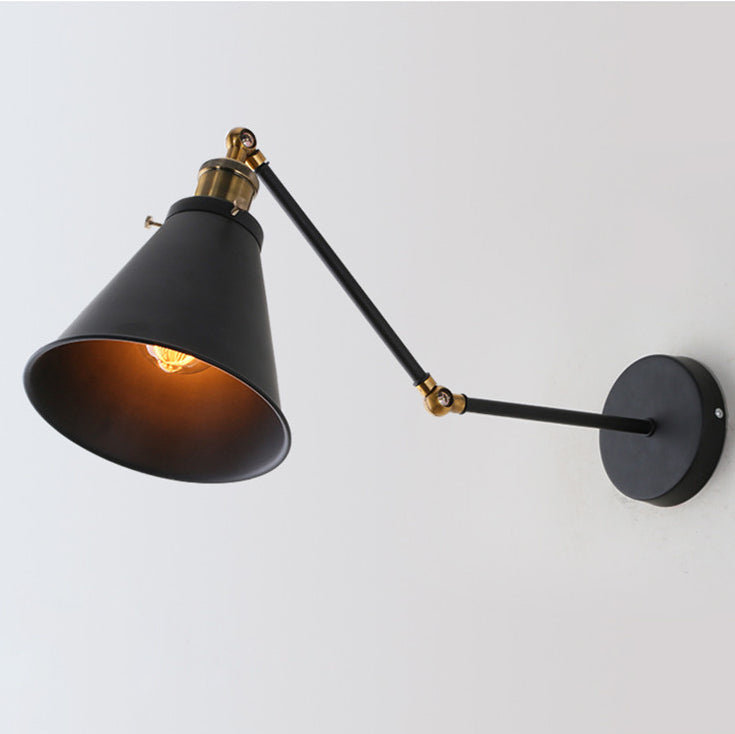 Lampe murale à une lumière rétractable en fer forgé industriel rétro 