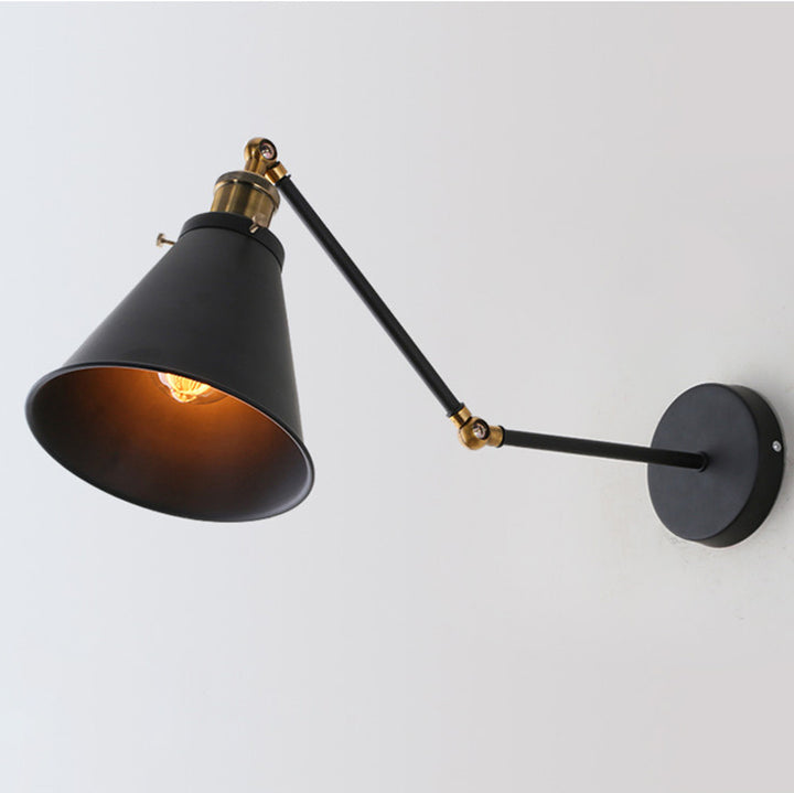 Lampe murale à une lumière rétractable en fer forgé industriel rétro 