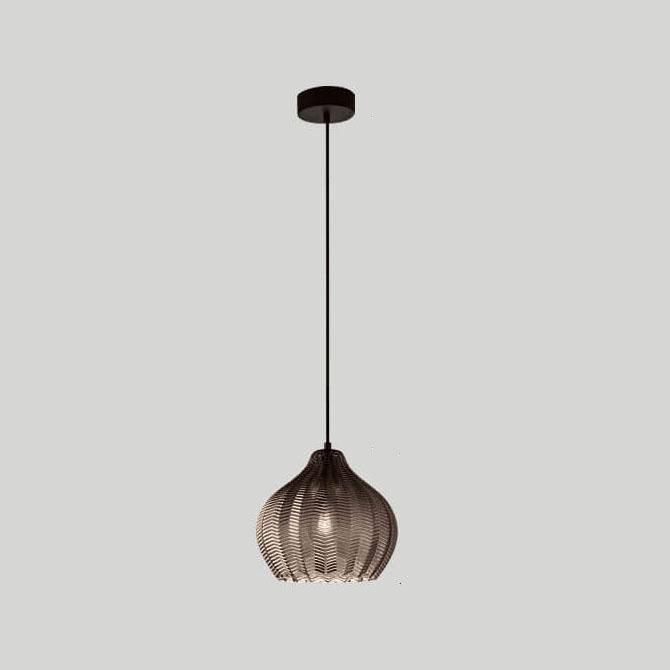 Lámpara colgante de barril de 1 luz de vidrio ondulado con textura nórdica 