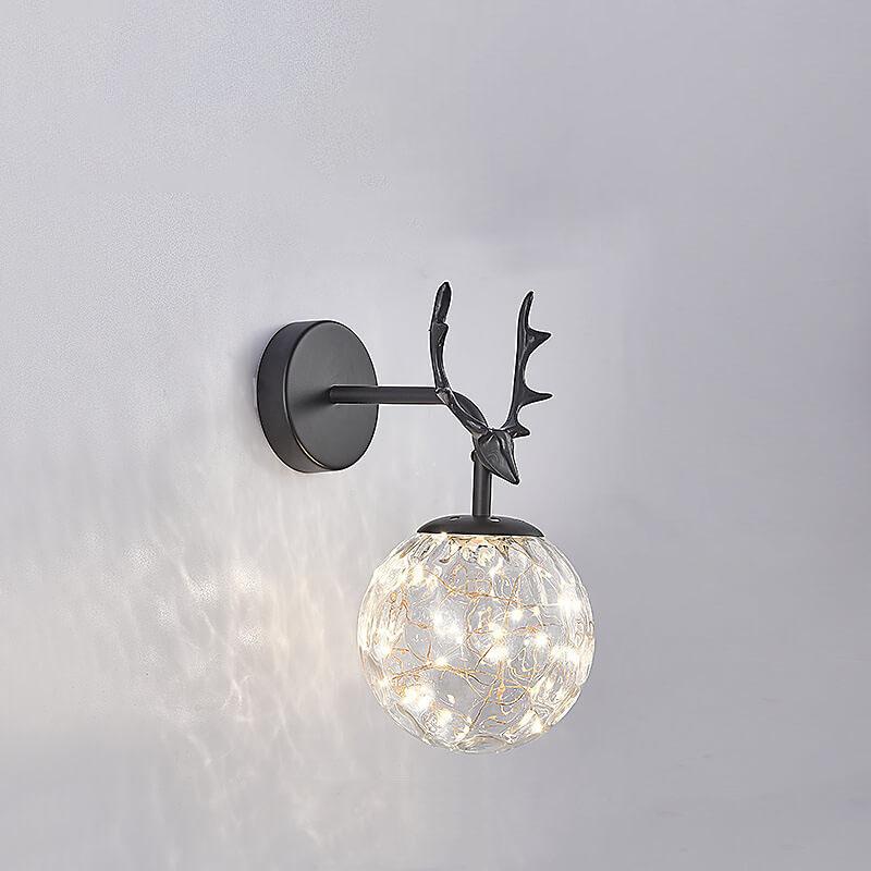 Moderne Geweih-Glaskugel-LED-Wandleuchten 