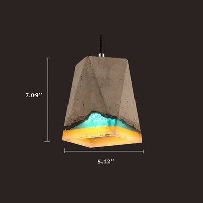 Resin Cement 1-Light Geometric Square Rainbow Pendant Light