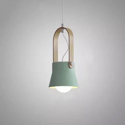 Modern Nordic 1-Light Dome Wood Carrying Handle Pendant Light