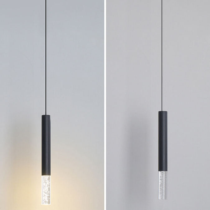 Moderne schwarze Röhren-Hängeleuchte mit 1 Licht aus Acryl und LED 
