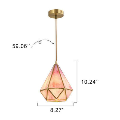 Modern Colorful Water-grain Glass 1-Light Diamond Shaped Pendant Light