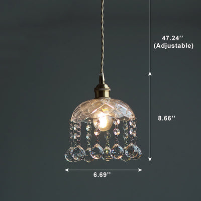 Vintage Clear Glass1-Light Flower Pendant Light