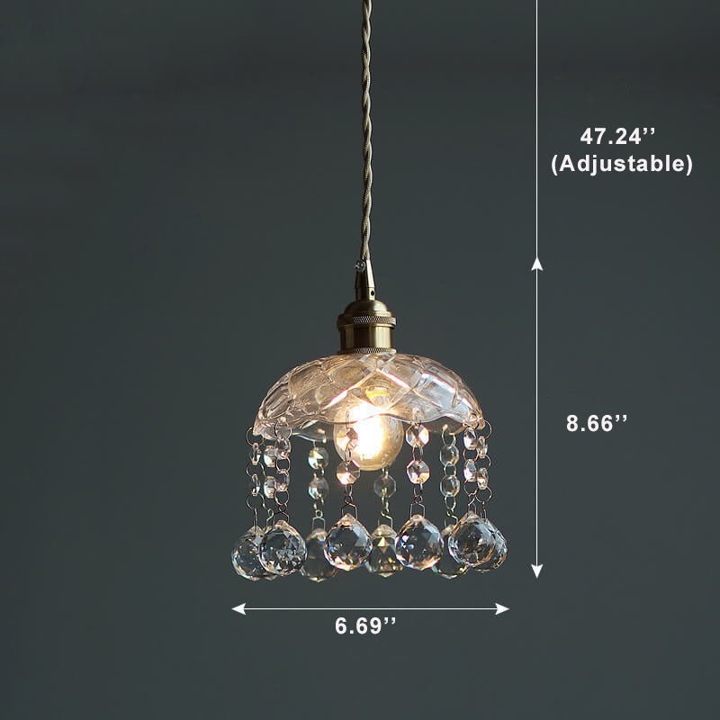 Vintage Clear Glass1-Light Flower Pendant Light