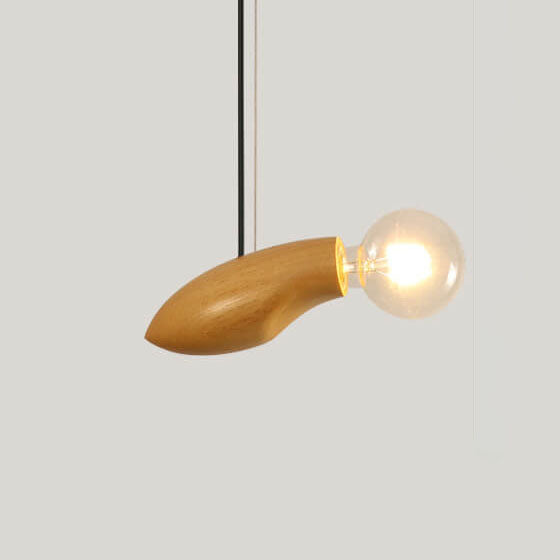 Modern Minimalist Wooden Geometric 1-Light Small Pendant Light