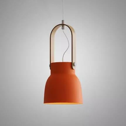 Modern Nordic 1-Light Dome Wood Carrying Handle Pendant Light