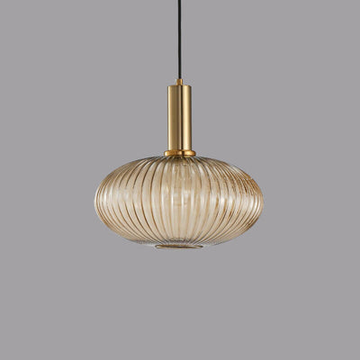 Minimalist Striped Glass Lantern 1-Light Pendant Light