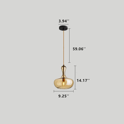 Modern Minimalist Geometric Amber Bottle 1-Light Pendant Light