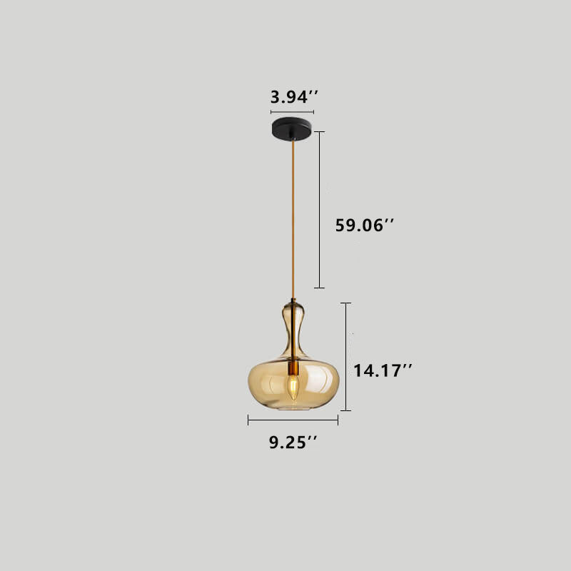 Modern Minimalist Geometric Amber Bottle 1-Light Pendant Light