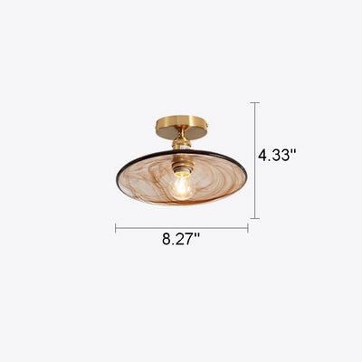 Modern Glass Japanese Amber Multi-Style 1-Light Flush Mount Light