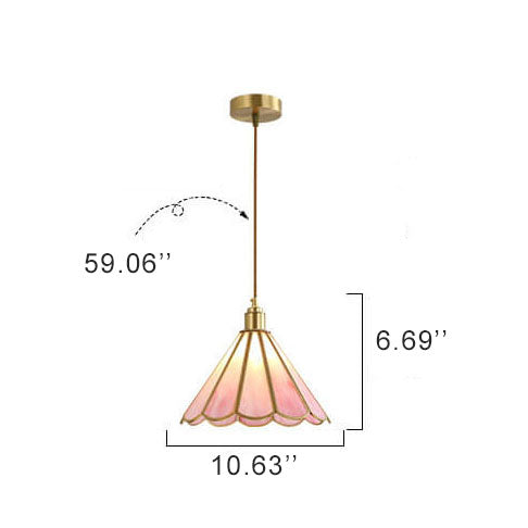 Moderne, farbenfrohe, 1-flammige, glockenförmige Pendelleuchte aus Glas mit Wassermaserung 