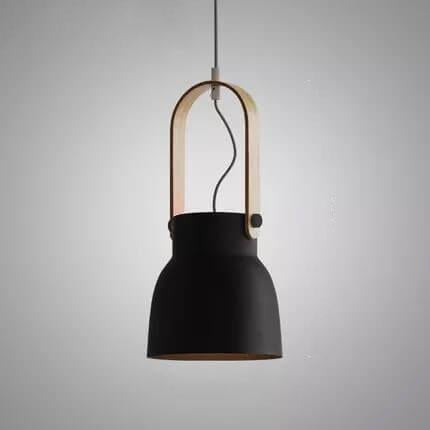 Modern Nordic 1-Light Dome Wood Carrying Handle Pendant Light