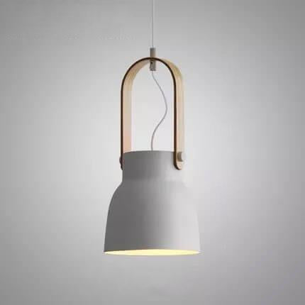 Modern Nordic 1-Light Dome Wood Carrying Handle Pendant Light