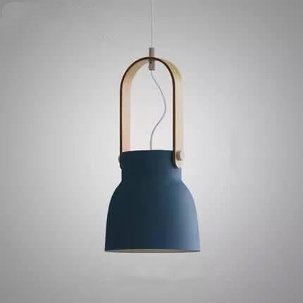 Modern Nordic 1-Light Dome Wood Carrying Handle Pendant Light