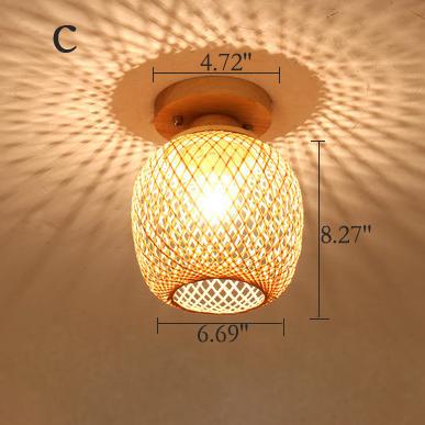 Modern Minimalist Creative Bamboo Weaving Flush Mount Ceiling Lamp