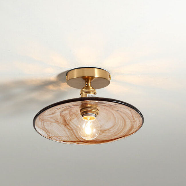 Modern Glass Japanese Amber Multi-Style 1-Light Flush Mount Light