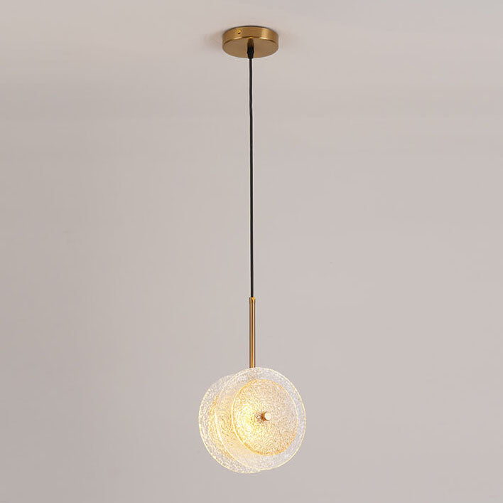 Modern Crystal Glass Disc 1-Light LED Pendant Light