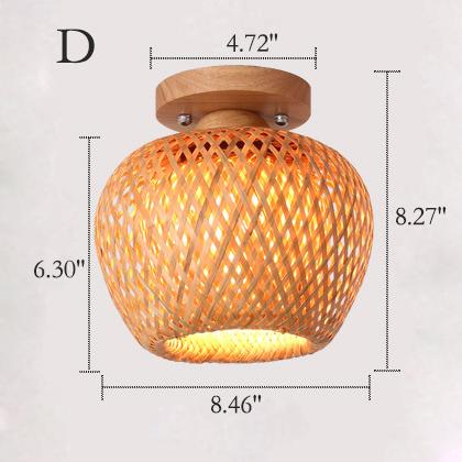 Modern Minimalist Creative Bamboo Weaving Flush Mount Ceiling Lamp