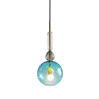 Nordic Colorful Candy Cane Glass 1-Light LED Pendant Light