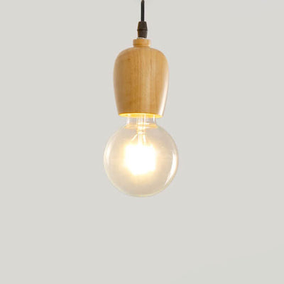 Modern Minimalist Wooden Geometric 1-Light Small Pendant Light