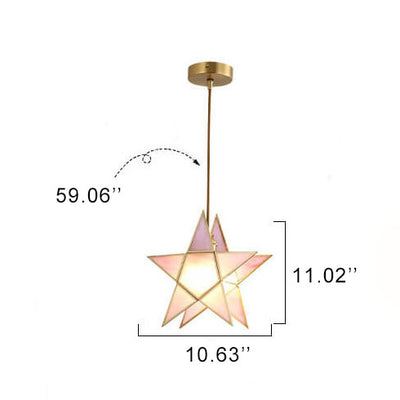 Modern Colorful Water-grain Glass 1-Light Pentagram Shaped Pendant Light