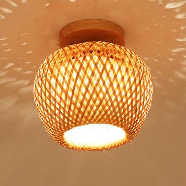 Modern Minimalist Creative Bamboo Weaving Flush Mount Ceiling Lamp