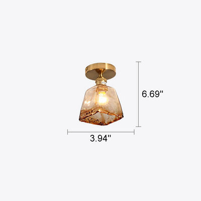 Modern Glass Japanese Amber Multi-Style 1-Light Flush Mount Light