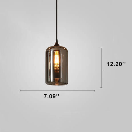 Modern Smoke Gray Glass 1-Light LED Pendant Light