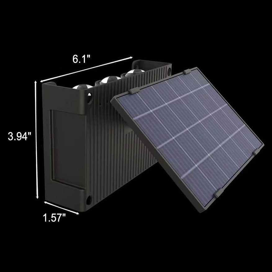 Lumière murale LED de clôture de patio extérieur solaire noir pur moderne 