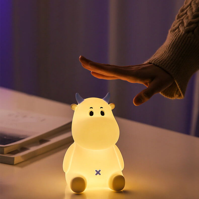 Lampe de table de nuit en silicone USB rechargeable Creative Cute Cow moderne 