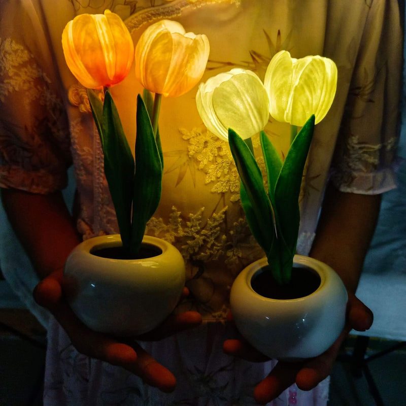 Lámpara de mesa LED de simulación creativa moderna Tulipán Peonía 