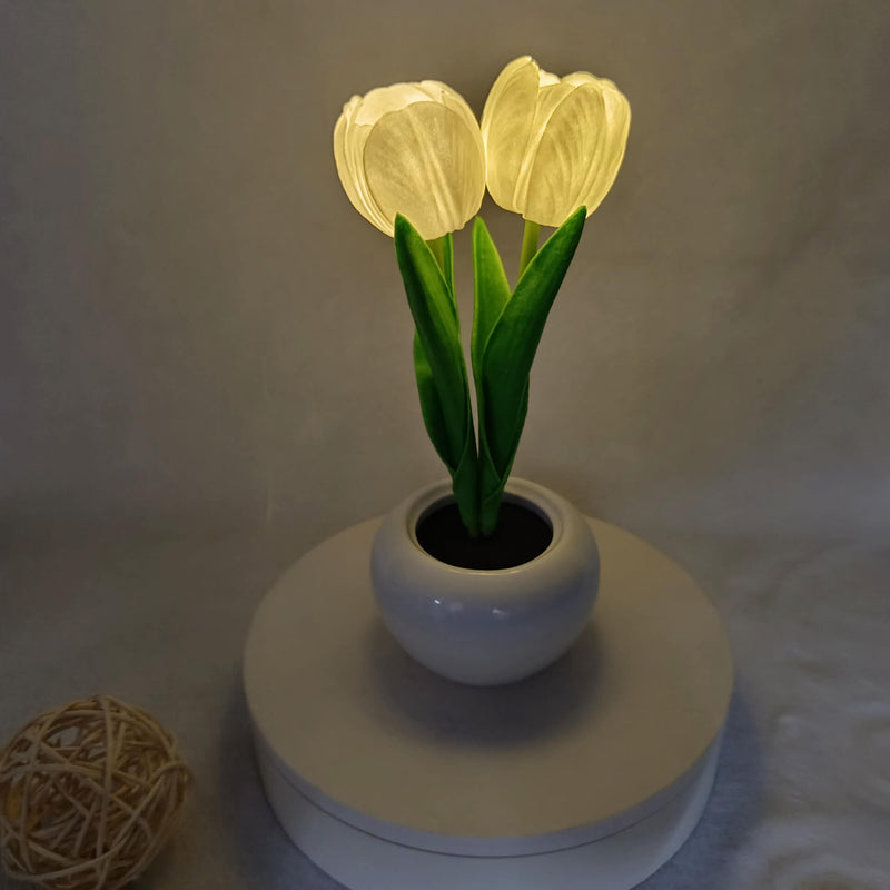 Lámpara de mesa LED de simulación creativa moderna Tulipán Peonía 
