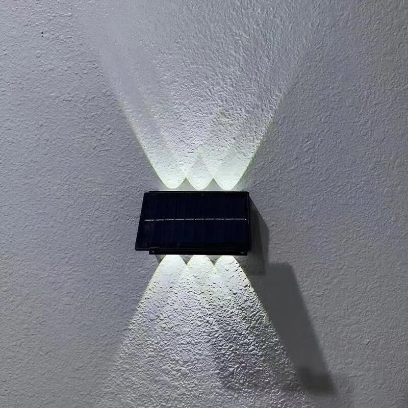 Lumière murale LED de clôture de patio extérieur solaire noir pur moderne 