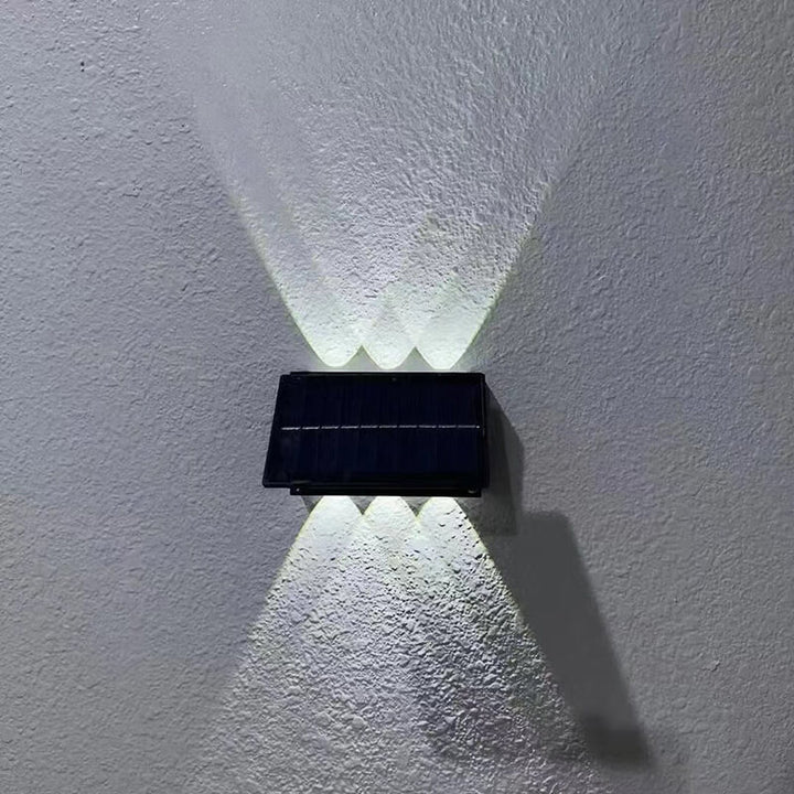 Lumière murale LED de clôture de patio extérieur solaire noir pur moderne 