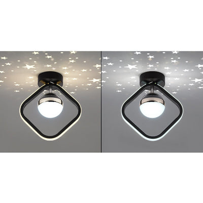 Modern Creative Square Round Acrylic Iron LED Semi-Flush Mount Light