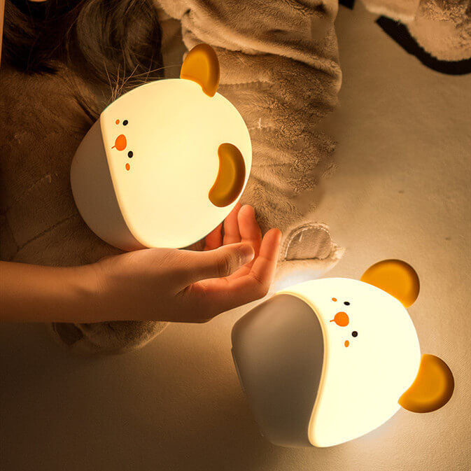 Lámpara de mesa de luz nocturna LED suave USB de silicona con forma de ratón de dibujos animados 