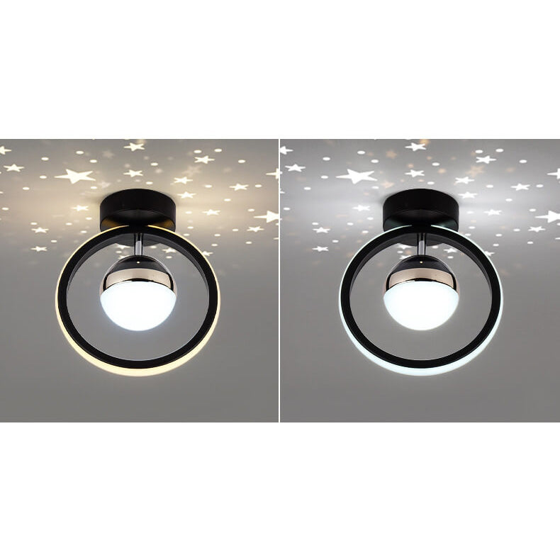 Modern Creative Square Round Acrylic Iron LED Semi-Flush Mount Light