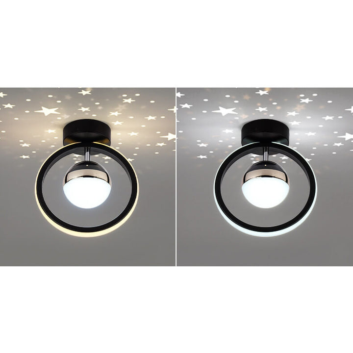 Modern Creative Square Round Acrylic Iron LED Semi-Flush Mount Light